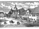 Das Hettstedter Rathaus Mitte des 19. Jh. © Zeichnung: Hans-Werner Scharf